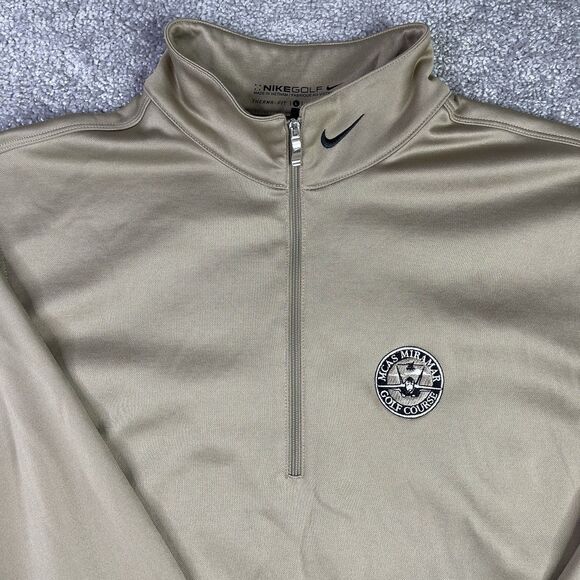 Nike Golf Therma-Fit Pullover Men’s Large Tan 1/4 Zip MCAS Miramar Golf Course - Picture 1 of 13